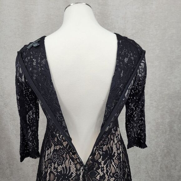 FOREVER 21 Black Lace Dress Long Sleeves See Through Back Women's Plus Size 2X - Picture 10 of 15